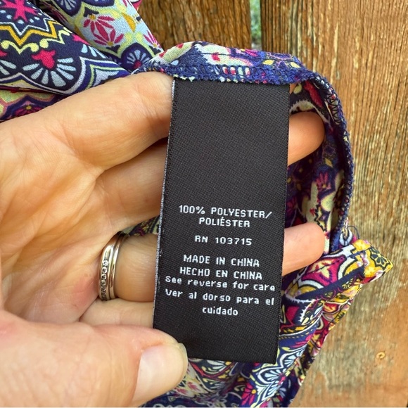 ZAC & RACHEL Women’s Blue Red Geometric Ruffle Short Sleeve Blouse Size XL - Picture 6 of 9